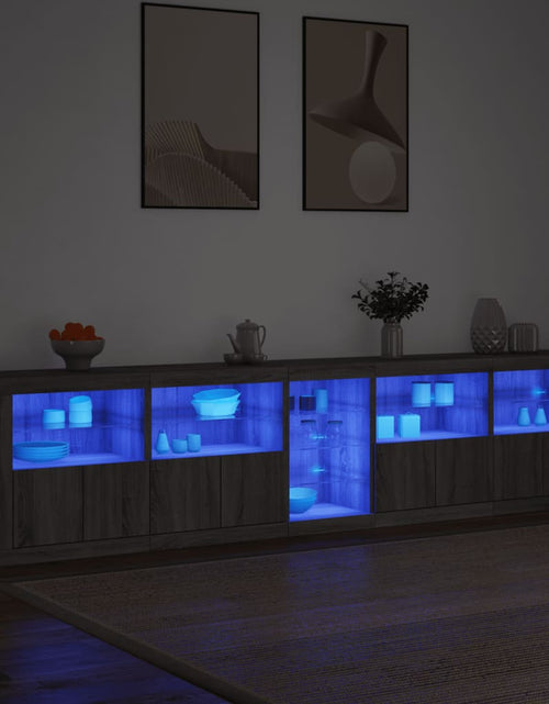 Încărcați imaginea în vizualizatorul Galerie, Dulap cu lumini LED, gri sonoma, 283x37x67 cm
