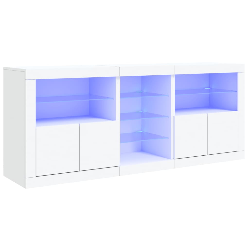 Servantă cu lumini LED, alb, 162x37x67 cm