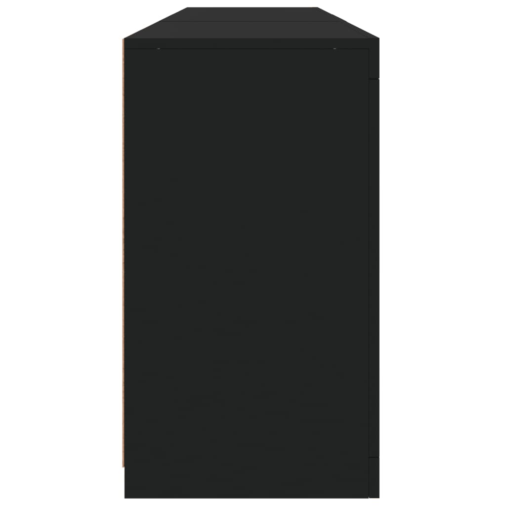 Servantă cu lumini LED, negru, 162x37x67 cm