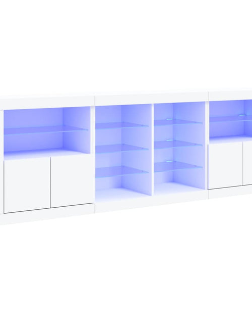 Загрузите изображение в средство просмотра галереи, Servantă cu lumini LED, alb, 202x37x67 cm

