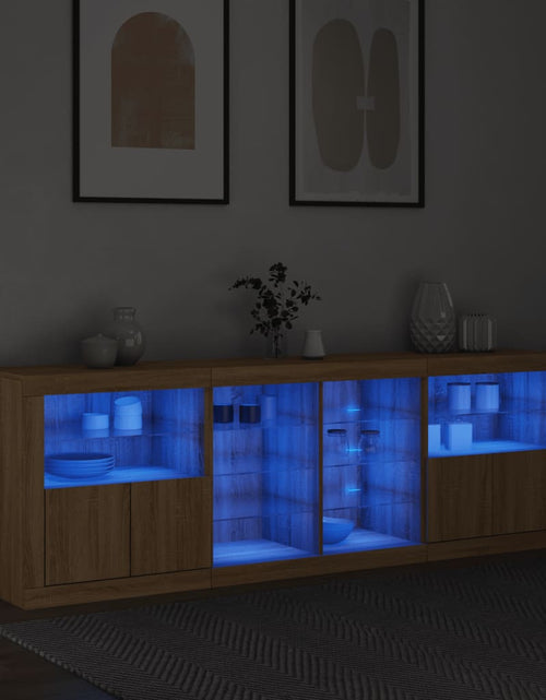 Загрузите изображение в средство просмотра галереи, Servantă cu lumini LED, stejar sonoma, 202x37x67 cm
