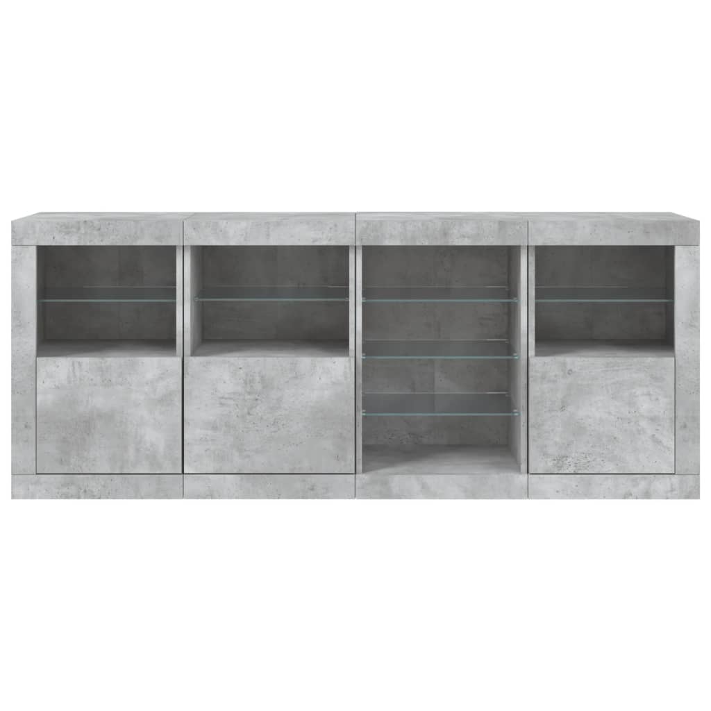 Servantă cu lumini LED, gri beton, 164x37x67 cm