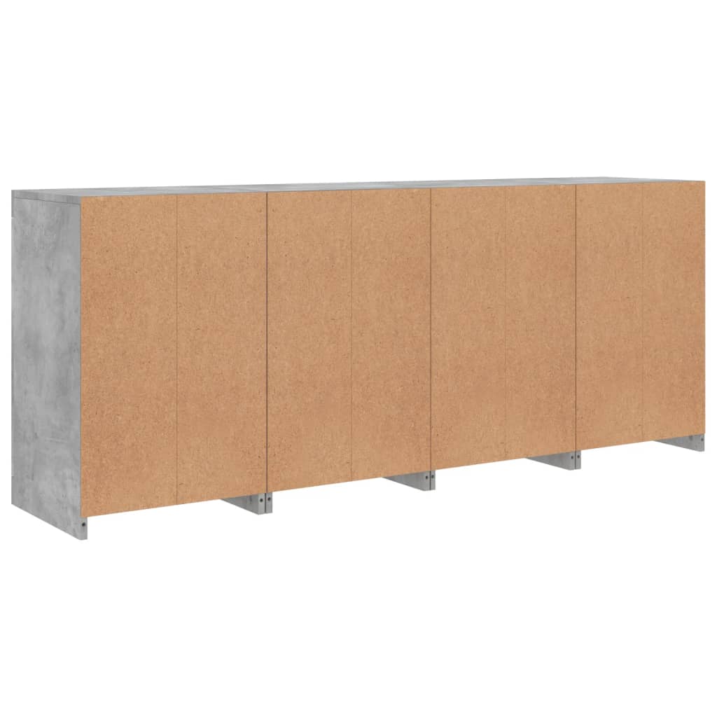 Servantă cu lumini LED, gri beton, 164x37x67 cm