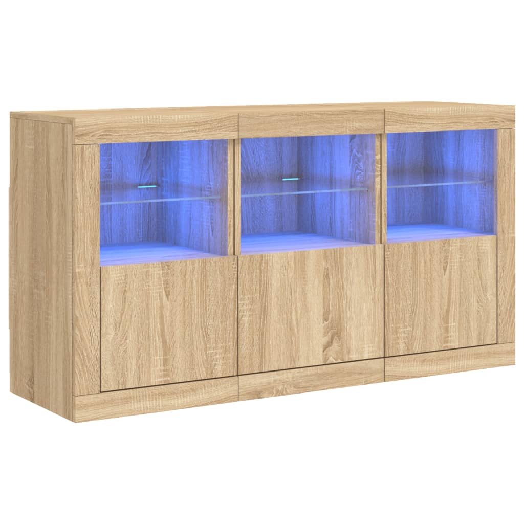 Servantă cu lumini LED, stejar sonoma, 123x37x67 cm