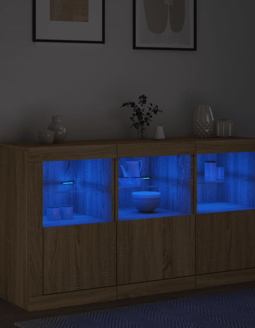 Загрузите изображение в средство просмотра галереи, Servantă cu lumini LED, stejar sonoma, 123x37x67 cm
