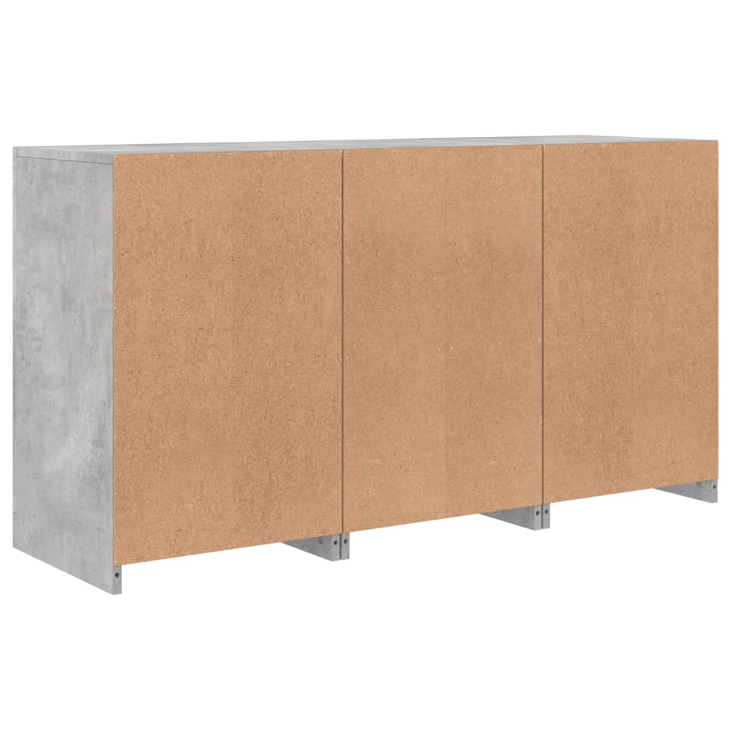 Servantă cu lumini LED, gri beton, 123x37x67 cm