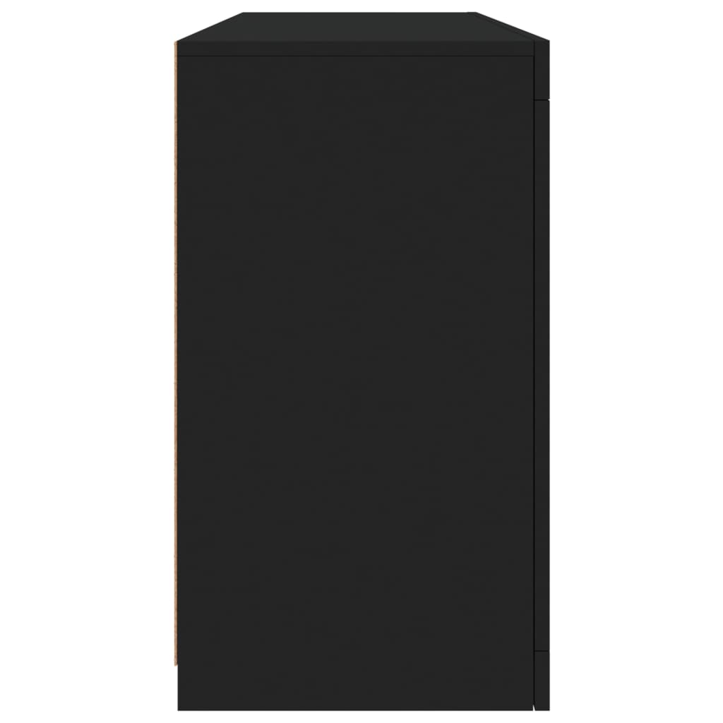 Servantă cu lumini LED, negru, 142,5x37x67 cm