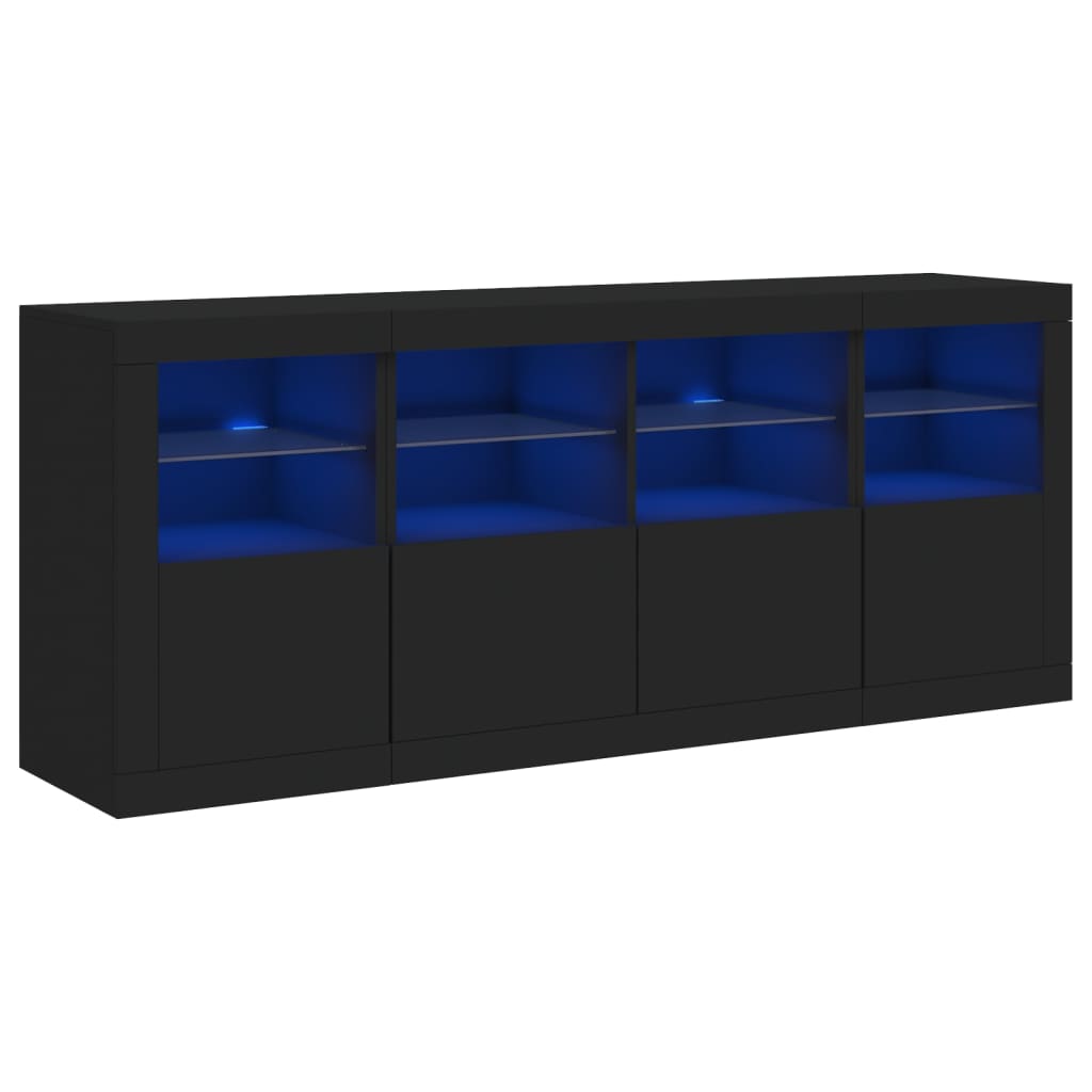 Servantă cu lumini LED, negru, 163x37x67 cm