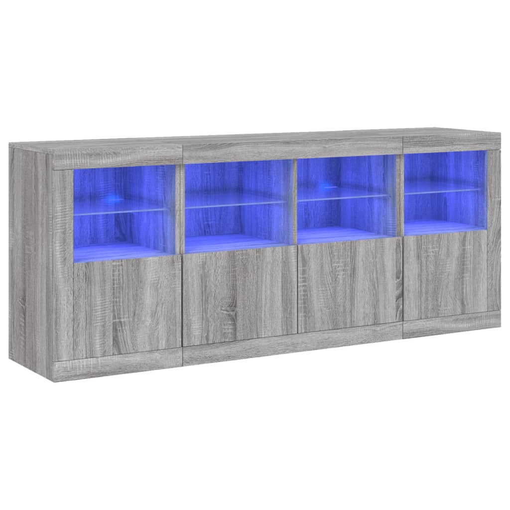 Servantă cu lumini LED, gri sonoma, 163x37x67 cm