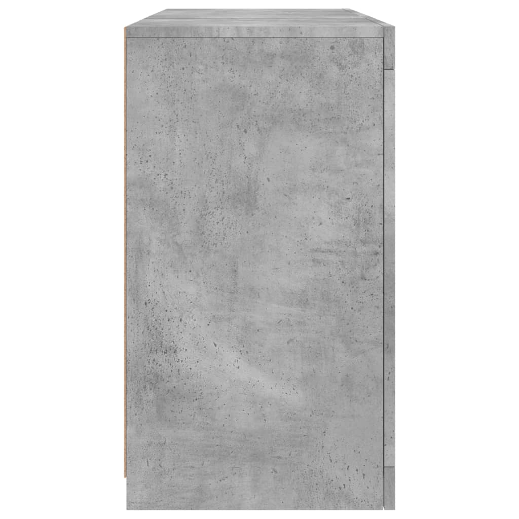 Servantă cu lumini LED, gri beton, 123x37x67 cm