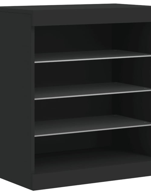 Загрузите изображение в средство просмотра галереи, Servantă cu lumini LED, negru, 142,5x37x67 cm

