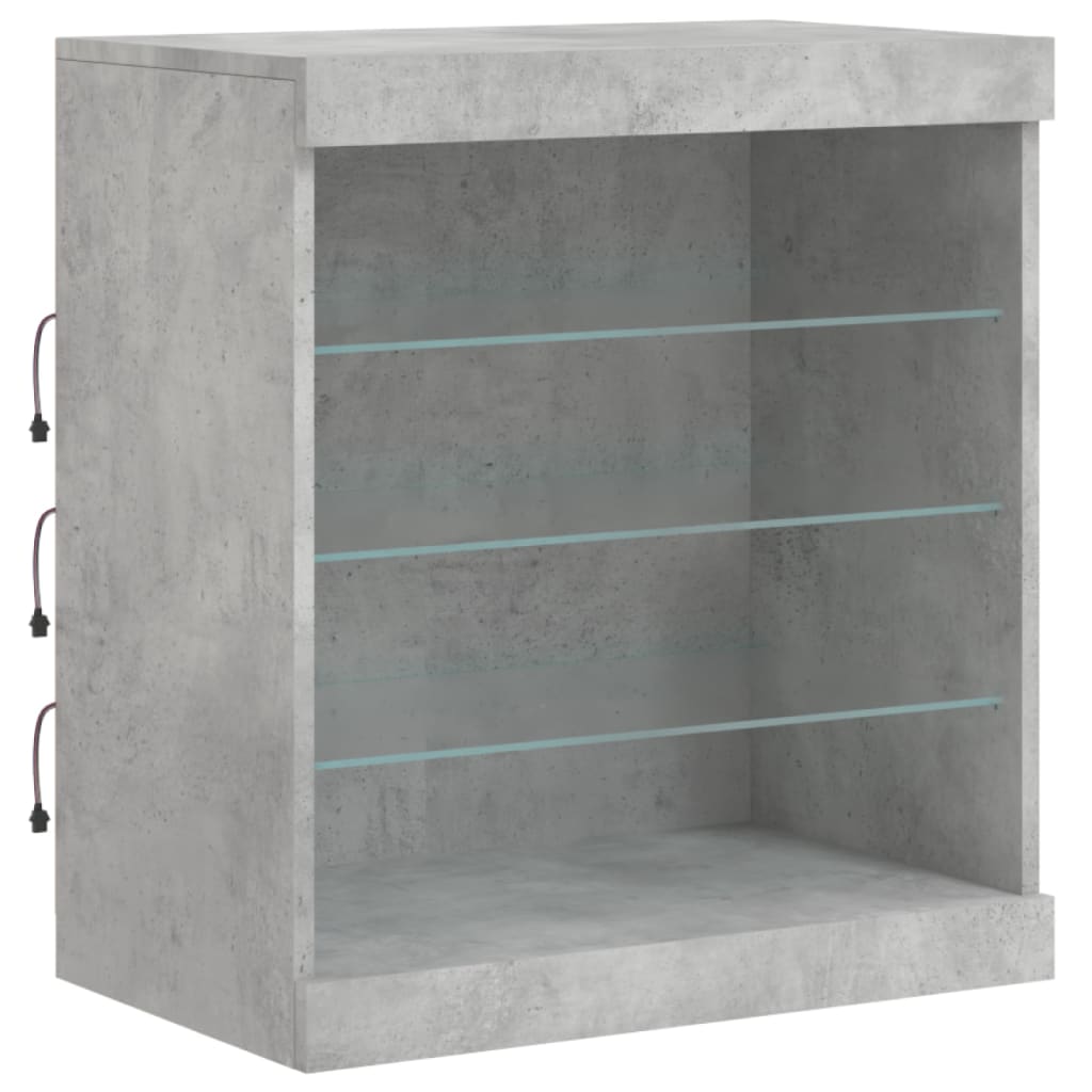 Servantă cu lumini LED, gri beton, 142,5x37x67 cm