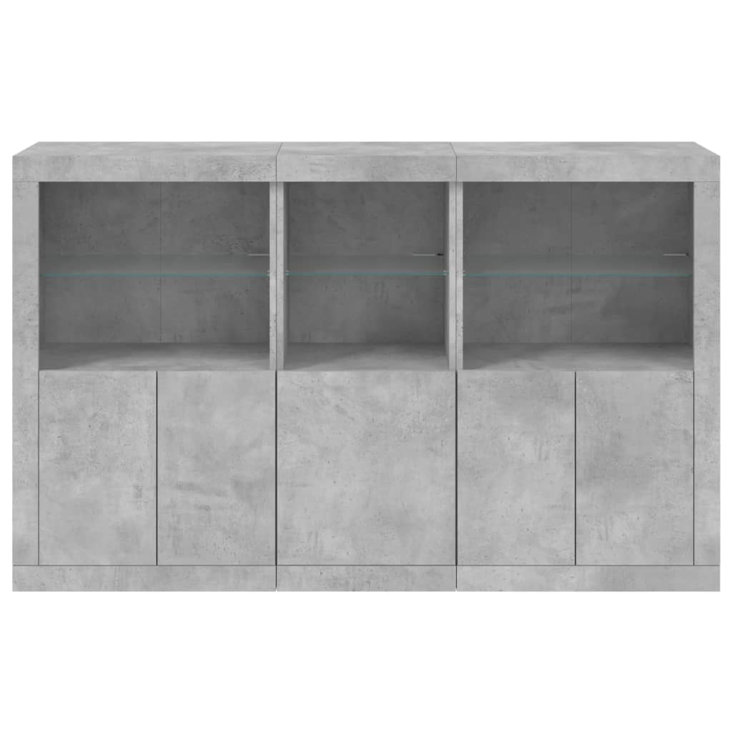 Servantă cu lumini LED, gri beton, 162x37x100 cm