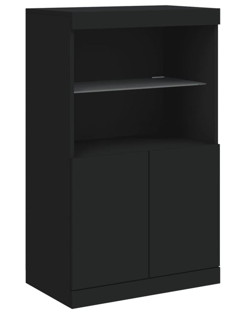 Загрузите изображение в средство просмотра галереи, Servantă cu lumini LED, negru, 181,5x37x100 cm
