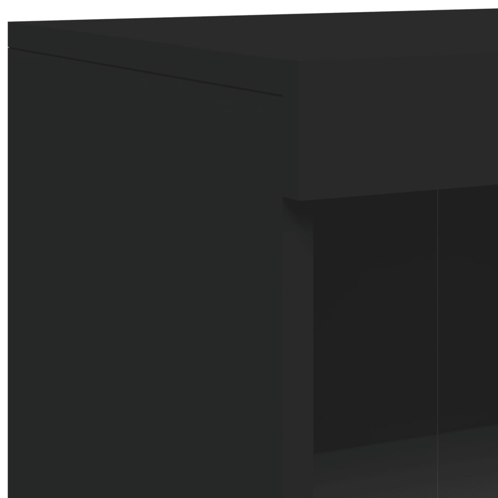 Servantă cu lumini LED, negru, 181,5x37x100 cm