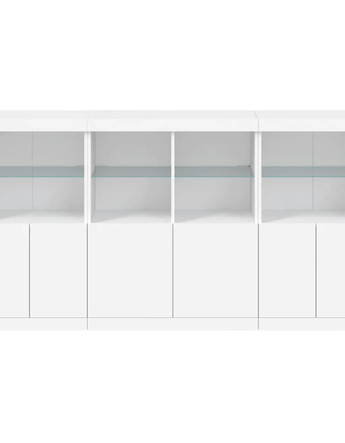 Загрузите изображение в средство просмотра галереи, Servantă cu lumini LED, alb, 202x37x100 cm
