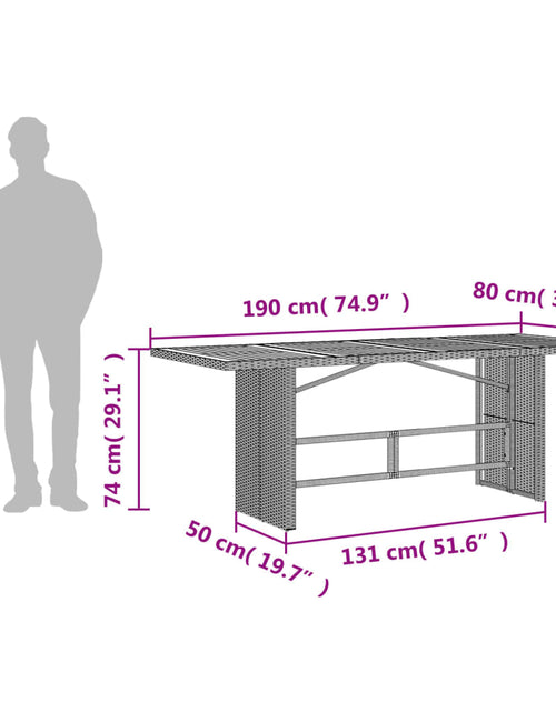 Încărcați imaginea în vizualizatorul Galerie, Masă de grădină, blat din lemn acacia, 190x80x74 cm, poliratan
