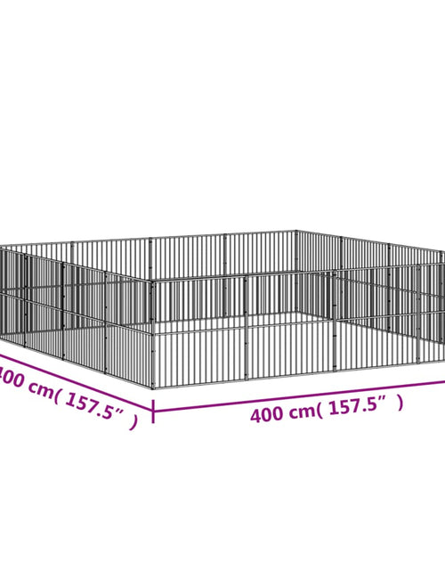 Загрузите изображение в средство просмотра галереи, Țarc pentru câini cu 16 panouri, negru, oțel galvanizat
