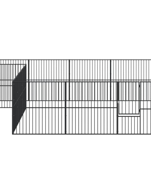 Загрузите изображение в средство просмотра галереи, Țarc pentru câini cu 16 panouri, negru, oțel galvanizat
