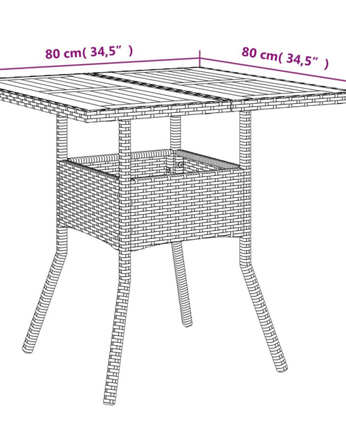 Încărcați imaginea în vizualizatorul Galerie, Masă grădină, blat din lemn acacia gri 80x80x75 cm poliratan
