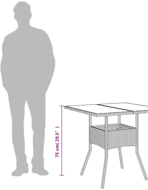 Загрузите изображение в средство просмотра галереи, Masă de grădină cu blat din sticlă, bej, 80x80x75 cm, poliratan
