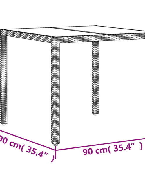 Încărcați imaginea în vizualizatorul Galerie, Masă grădină cu blat din sticlă, bej, 90x90x75 cm, poliratan
