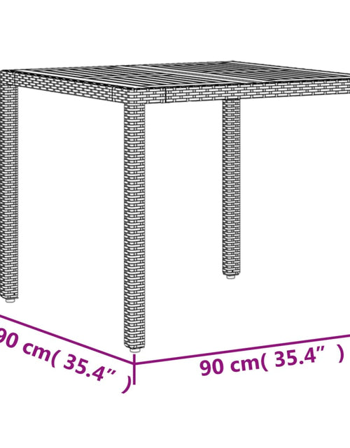 Încărcați imaginea în vizualizatorul Galerie, Masă grădină, blat din lemn acacia gri 90x90x75 cm poliratan

