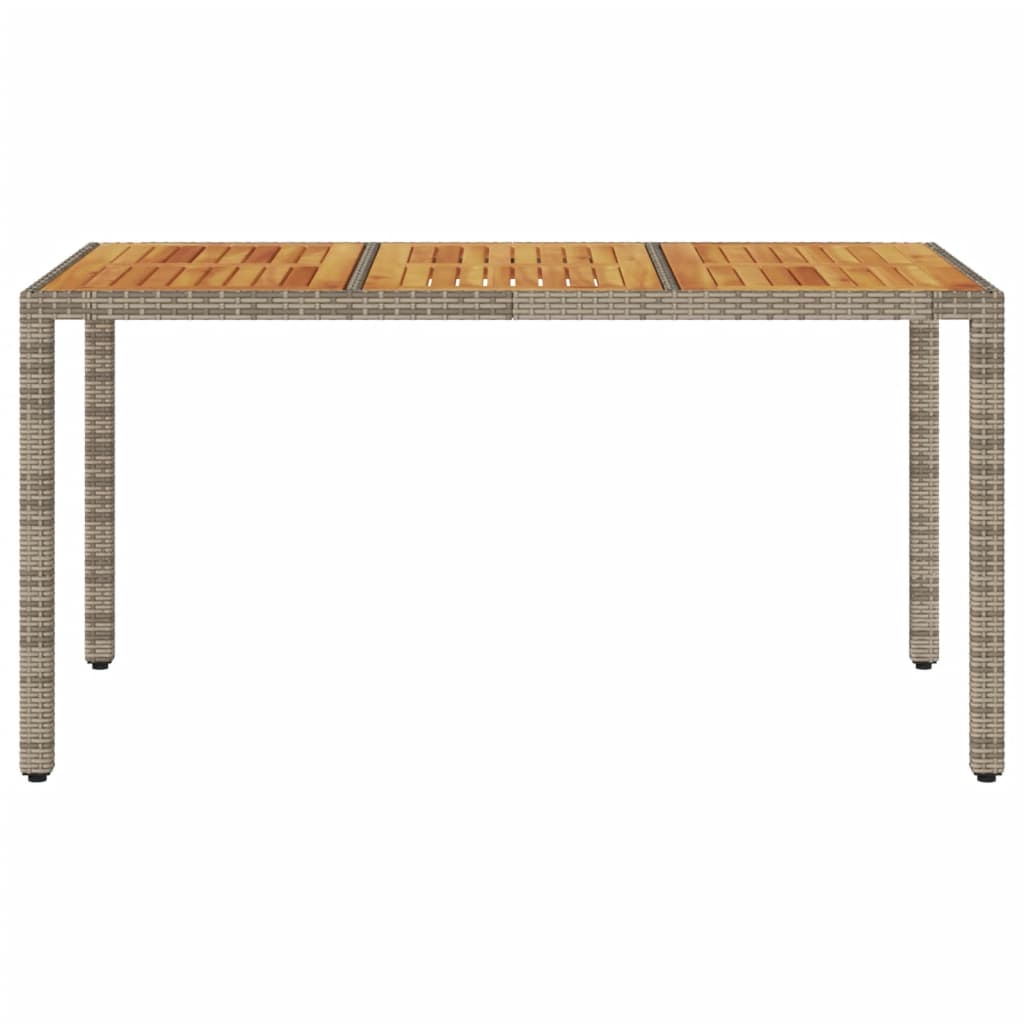 Masă grădină, blat din lemn acacia gri 150x90x75 cm poliratan