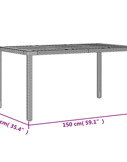 Încărcați imaginea în vizualizatorul Galerie, Masă grădină, blat din lemn acacia gri 150x90x75 cm poliratan

