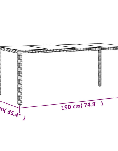Încărcați imaginea în vizualizatorul Galerie, Masă de grădină cu blat din sticlă maro 190x90x75 cm poliratan
