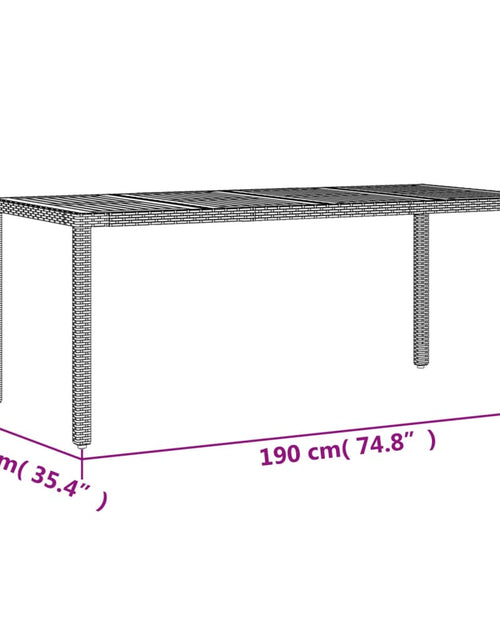 Încărcați imaginea în vizualizatorul Galerie, Masă grădină, blat din lemn acacia gri 190x90x75 cm poliratan
