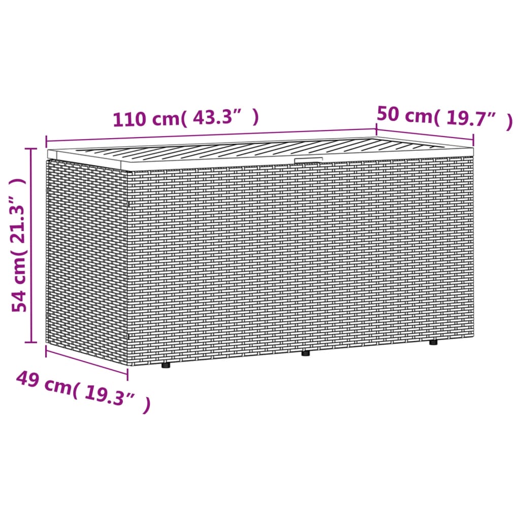 Ladă depozitare grădină negru 110x50x54cm lemn acacia/poliratan