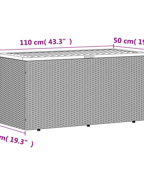 Încărcați imaginea în vizualizatorul Galerie, Cutie depozitare grădină bej 110x50x54 cm lemn acacia poliratan

