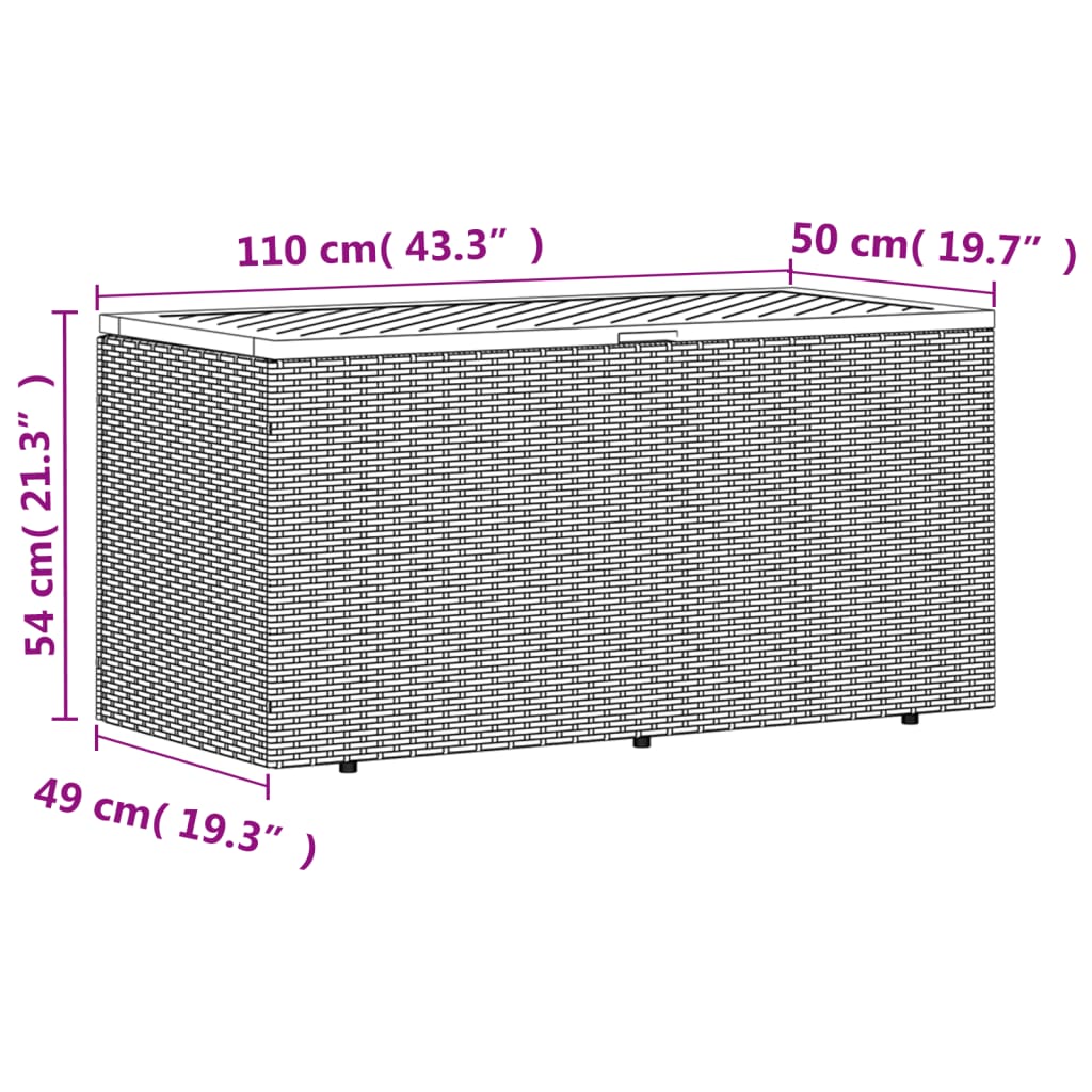 Cutie depozitare grădină bej 110x50x54 cm lemn acacia poliratan