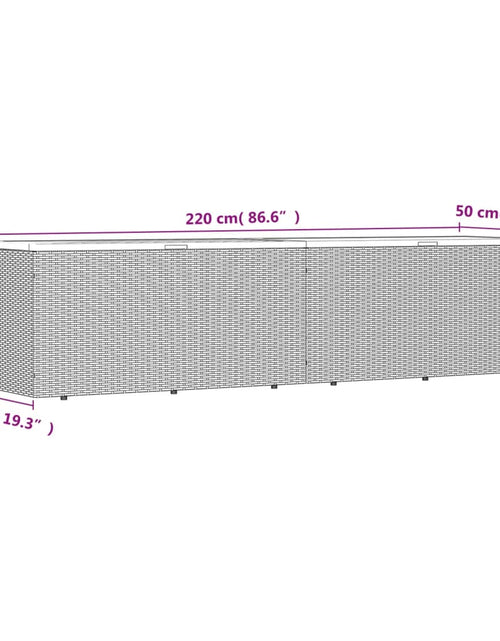 Загрузите изображение в средство просмотра галереи, Ladă depozitare grădină gri 220x50x54 cm poliratan lemn acacia
