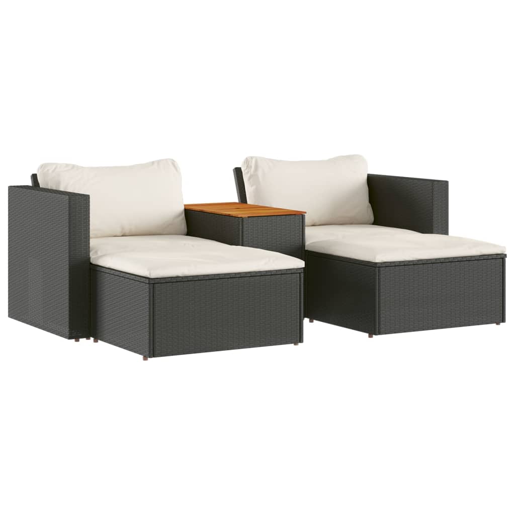 Set mobilier de grădină cu perne, 5 piese,poliratan/lemn acacia