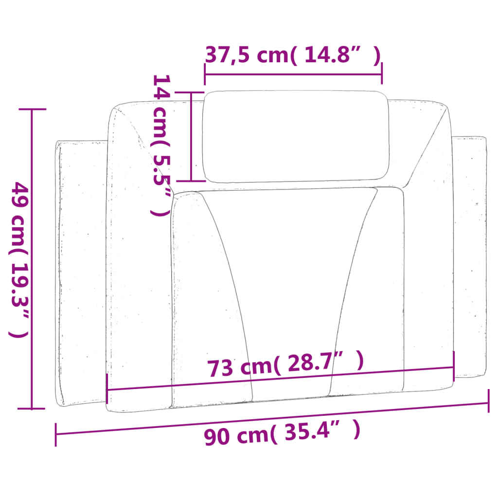 Pernă pentru tăblie pat, alb, 90 cm, piele artificială