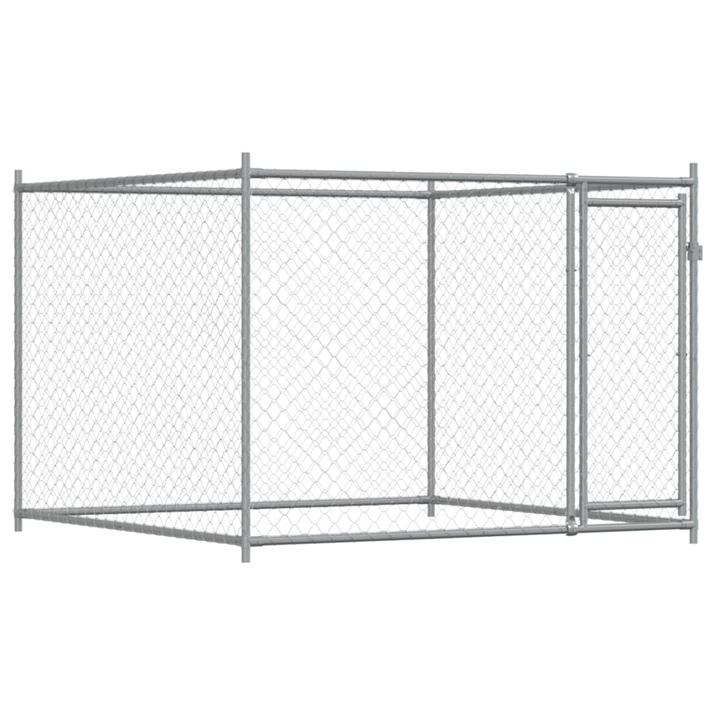 Cușcă pentru câini cu uși, gri, 4x2x1,5 m, oțel galvanizat