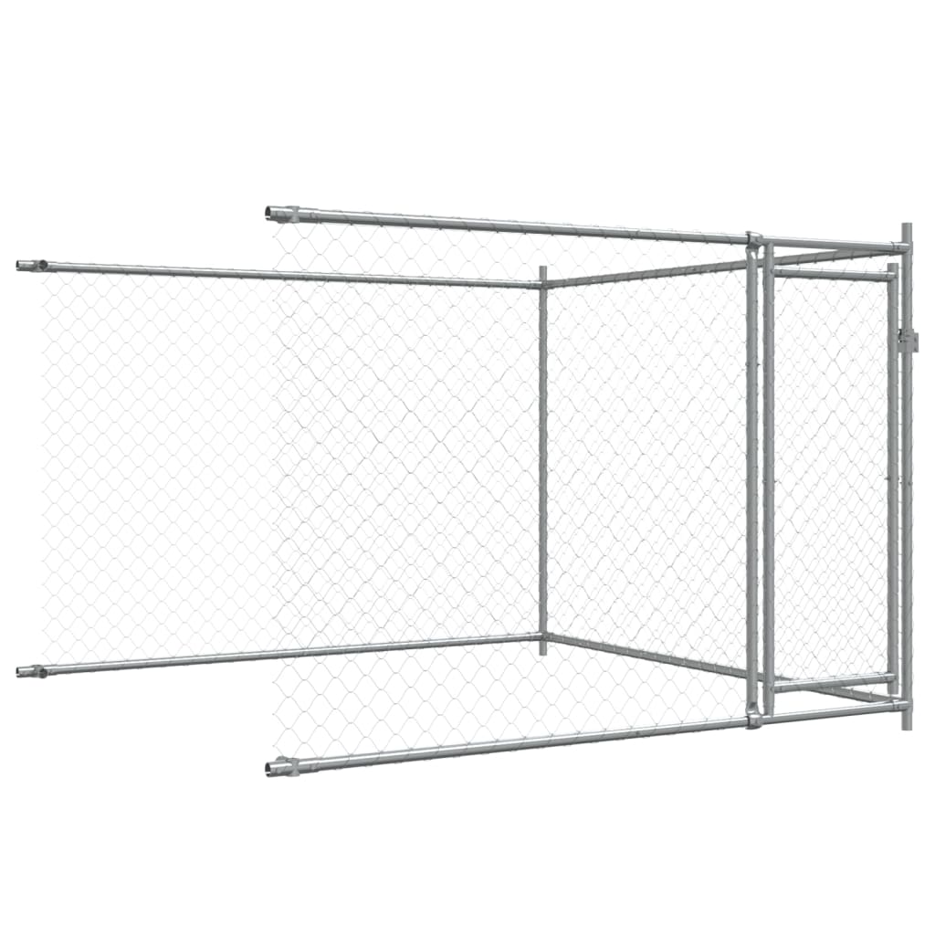 Cușcă pentru câini cu uși, gri, 4x2x1,5 m, oțel galvanizat