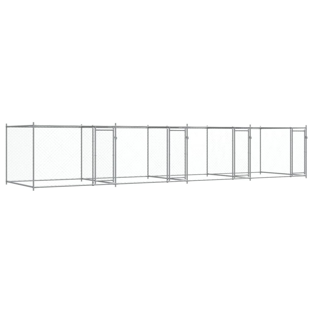 Cușcă pentru câini cu uși, gri, 8x2x1,5 m, oțel galvanizat