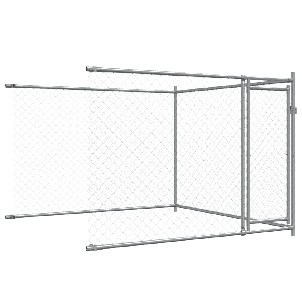 Cușcă pentru câini cu uși, gri, 8x2x1,5 m, oțel galvanizat