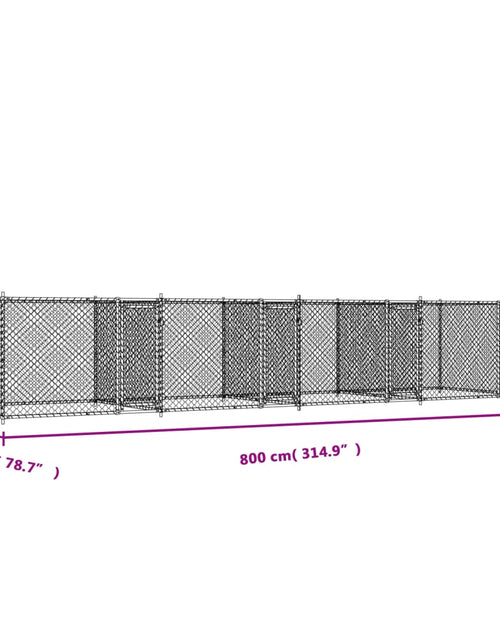 Încărcați imaginea în vizualizatorul Galerie, Cușcă pentru câini cu uși, gri, 8x2x1,5 m, oțel galvanizat
