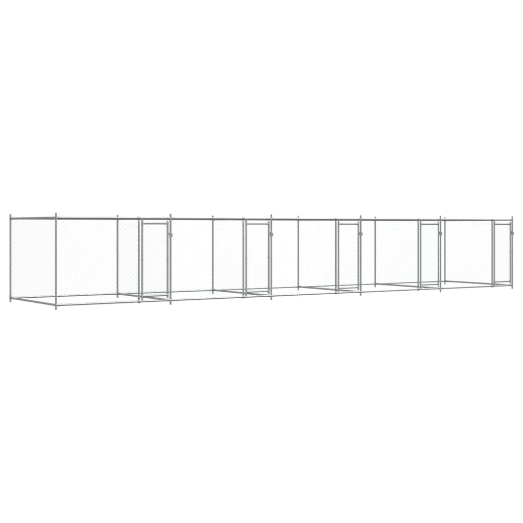 Cușcă pentru câini cu uși, gri, 10x2x1,5 m, oțel galvanizat