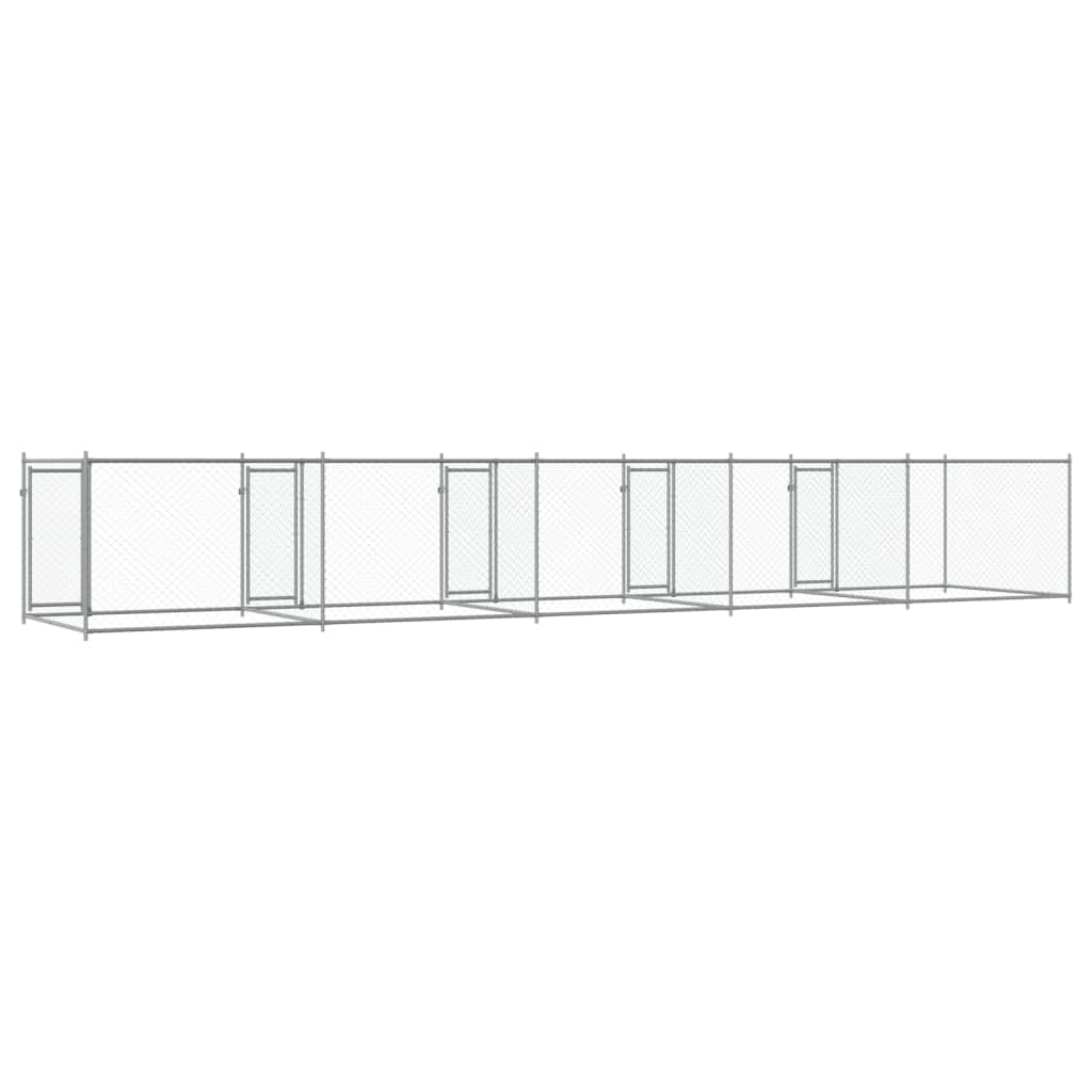 Cușcă pentru câini cu uși, gri, 10x2x1,5 m, oțel galvanizat