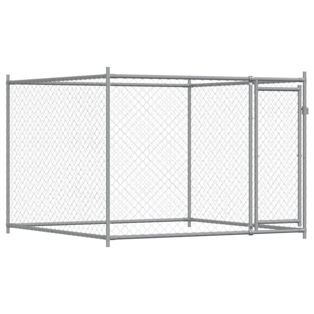 Cușcă pentru câini cu uși, gri, 10x2x1,5 m, oțel galvanizat