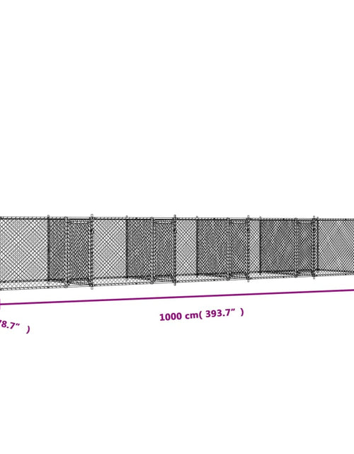 Încărcați imaginea în vizualizatorul Galerie, Cușcă pentru câini cu uși, gri, 10x2x1,5 m, oțel galvanizat
