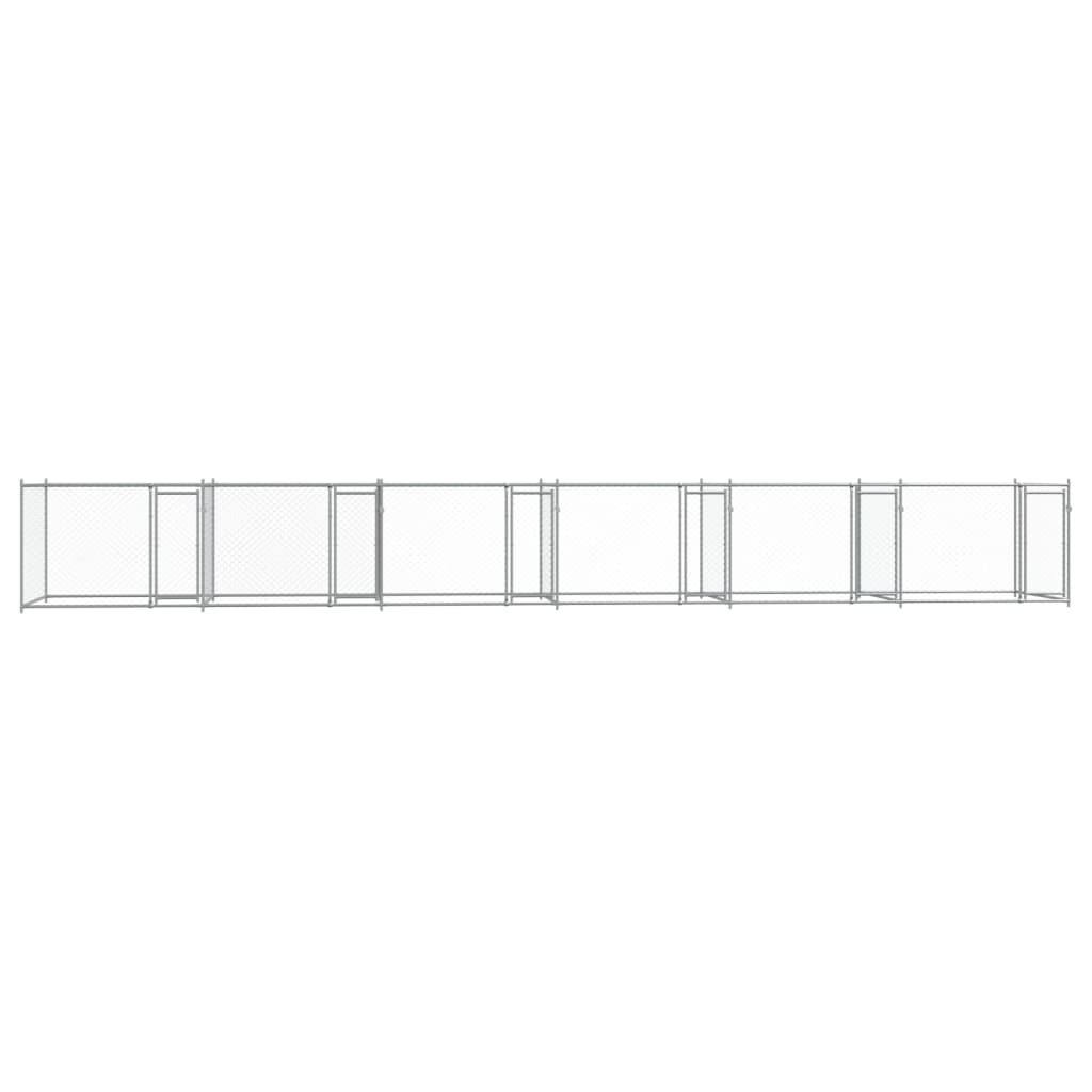 Cușcă pentru câini cu uși, gri, 12x2x1,5 m, oțel galvanizat