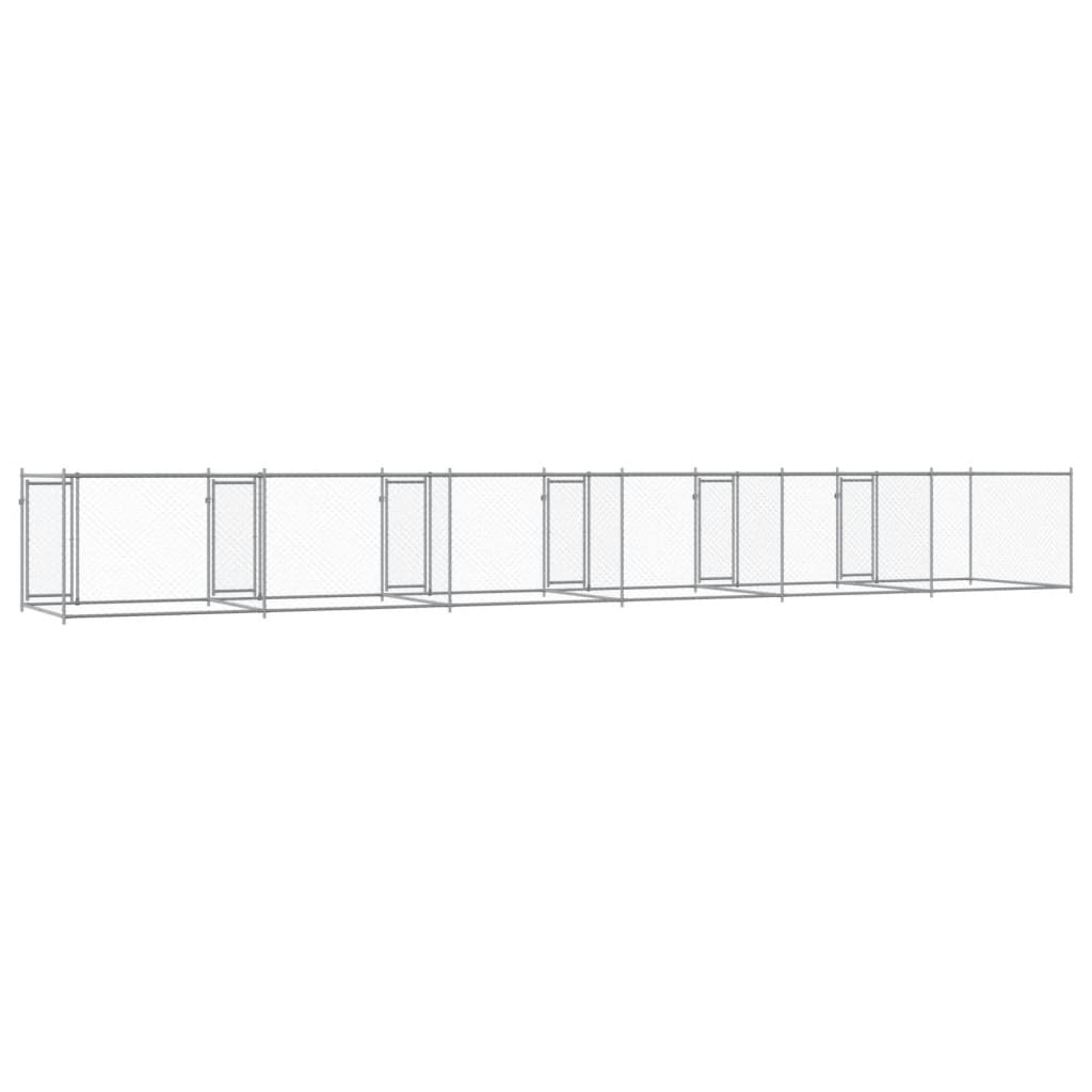 Cușcă pentru câini cu uși, gri, 12x2x1,5 m, oțel galvanizat