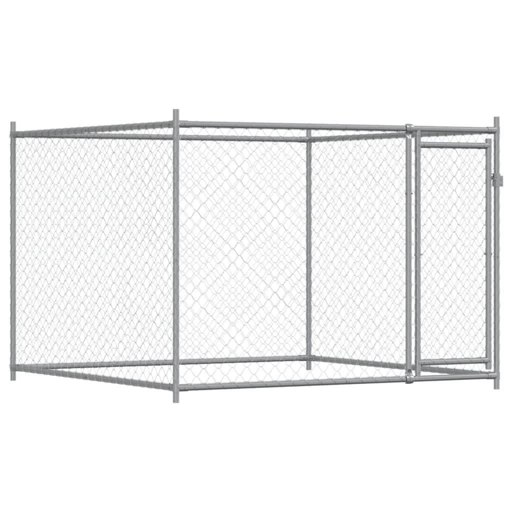 Cușcă pentru câini cu uși, gri, 12x2x1,5 m, oțel galvanizat