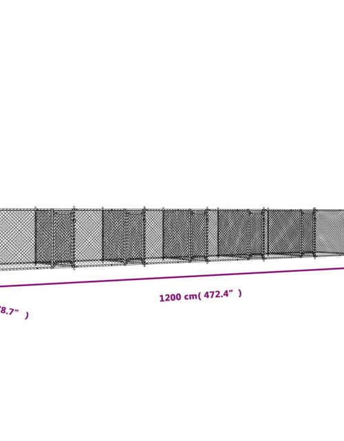 Încărcați imaginea în vizualizatorul Galerie, Cușcă pentru câini cu uși, gri, 12x2x1,5 m, oțel galvanizat
